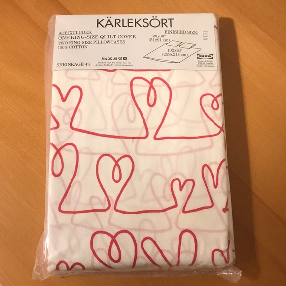 New ikea Red heart two pillowcase quilt cover - Picture 3 of 6